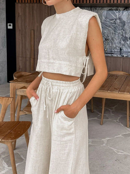 Zomer Setje Cropped Top Wijde Broek - StudioMarella