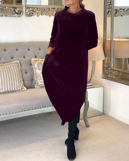 Damesjurk Lange Mouwen Velvet Comfortabel Herfstjurk