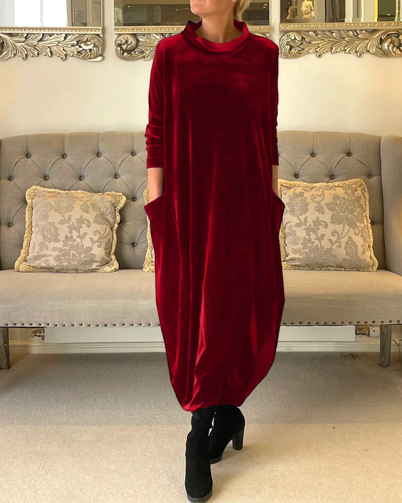 Damesjurk Lange Mouwen Velvet Comfortabel Herfstjurk