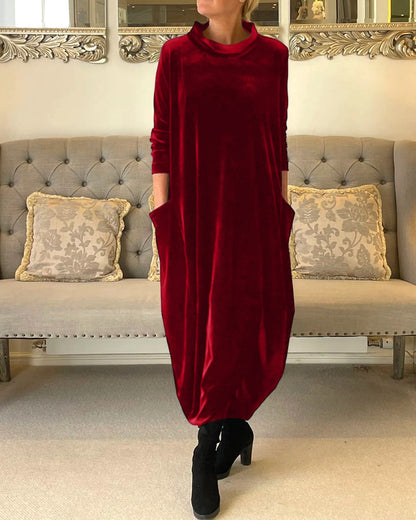 Damesjurk Lange Mouwen Velvet Comfortabel Herfstjurk