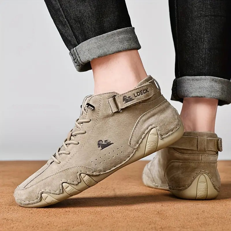 Waterdichte Heren Laarsschoenen met Hoge Schacht en Elastische Sluiting Kunstleer Robuust Straatmode