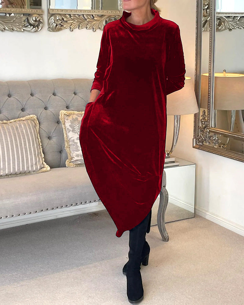Damesjurk Lange Mouwen Velvet Comfortabel Herfstjurk