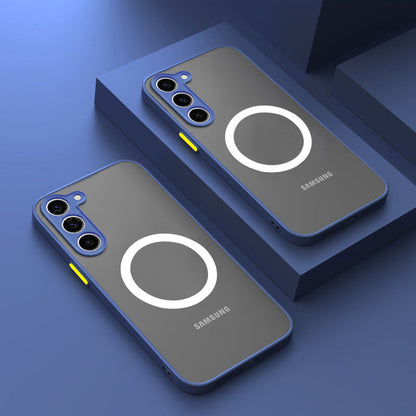 Magnetische Schokbestendige Smartphone Hoes - Transparant Beschermend Hoesje met Metalen Frame - Voor Samsung Galaxy Serie