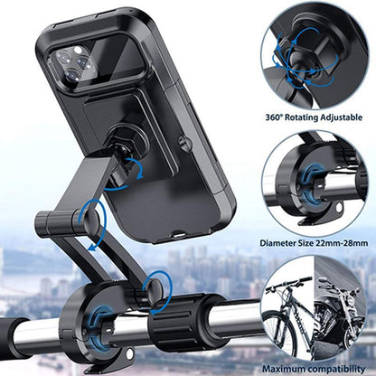 Waterdichte Telefoonhouder voor Fiets met 15W Draadloze Powerbank Zwart