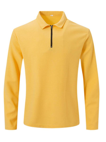 Heren Wafelshirt Lange Mouwen V-Hals Katoen