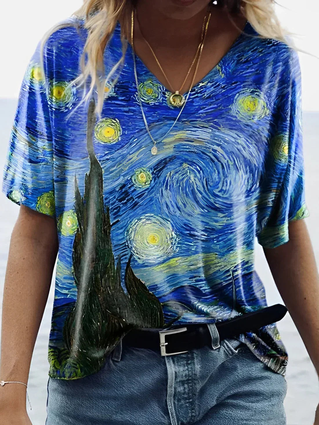 Vrouwelijk T-shirt Sterrenprint Zomerse Stijl - StudioMarella