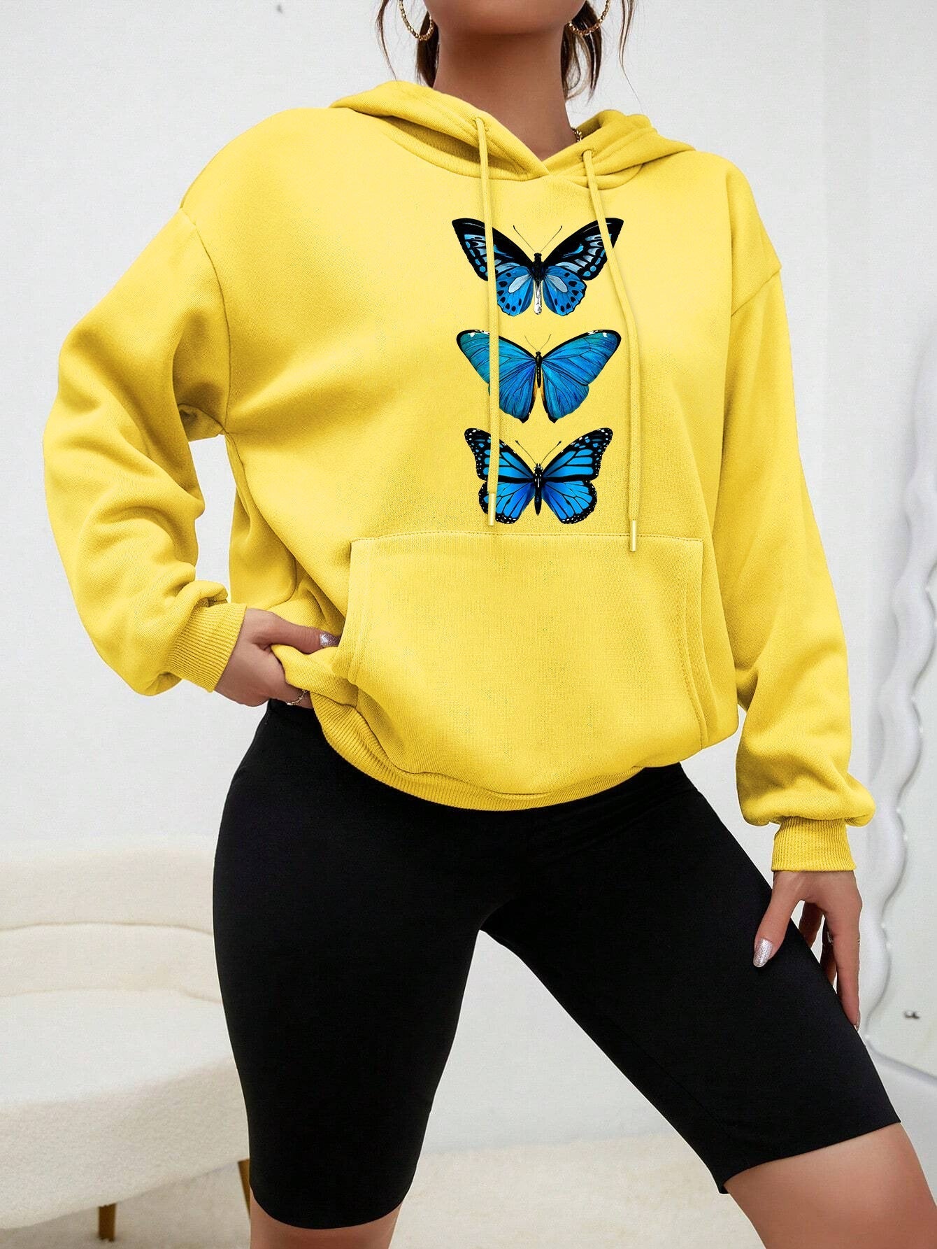 Dames Hoodie Vlinder Print Zacht en Comfortabel