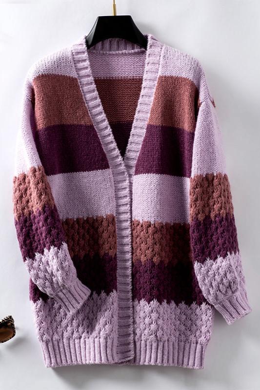 Gebreide Cardigan Warm Gestreept Gezellig
