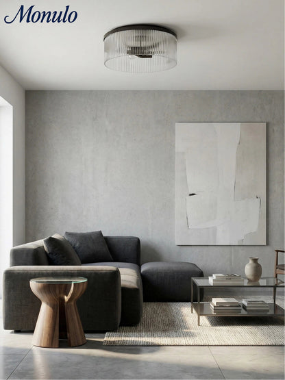 Geribbelde Glazen Plafondlamp Modern Laagbouw Ontwerp Slaapkamer Woonkamer Gang