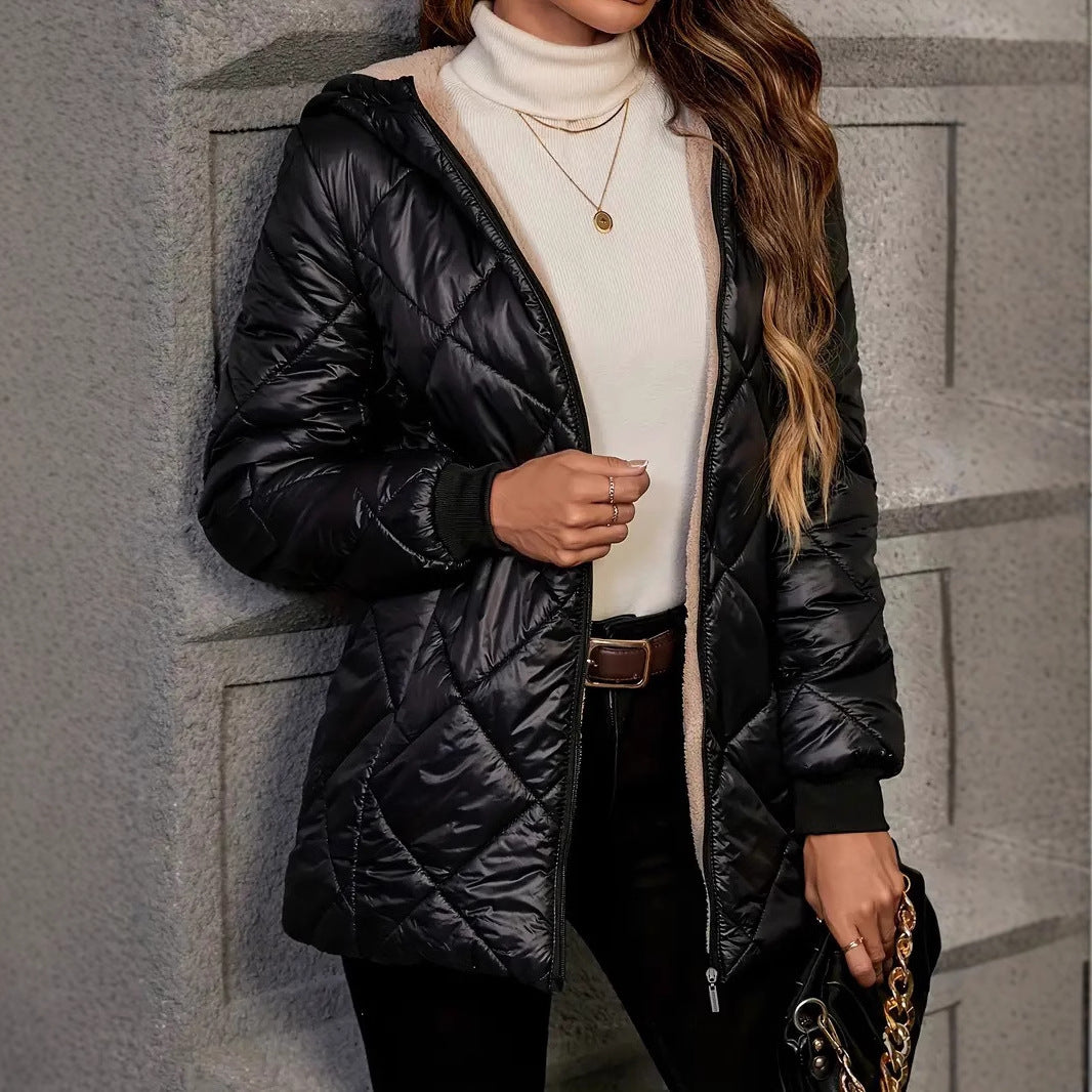 Dames Gewatteerde Jas Warm Quilted met Capuchon