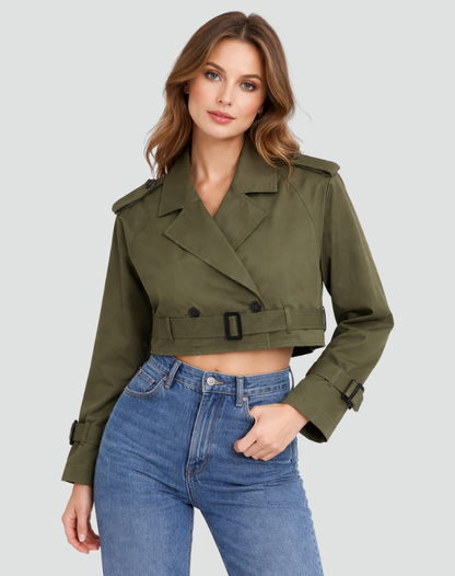 Korte Trenchcoat Dames Regular Fit Katoen