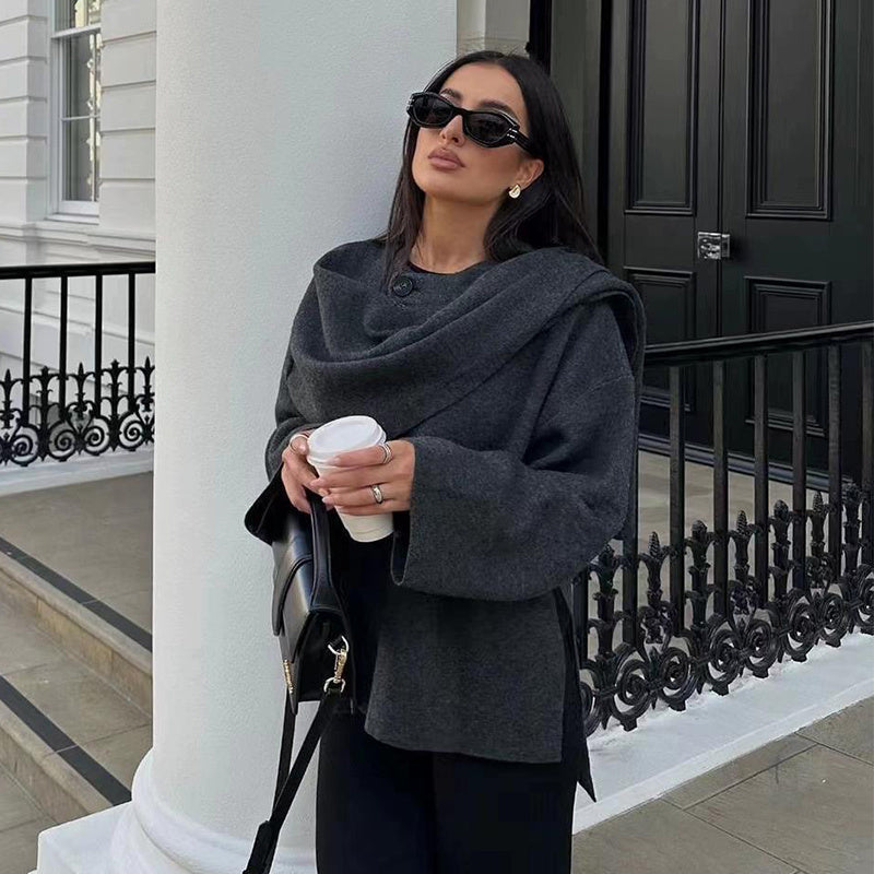 Oversized Wollen Jas Dik Warm met Knoopsluiting - StudioMarella