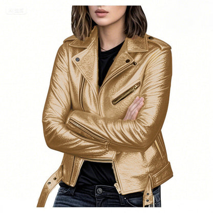 Dames Biker Jas van PU Leder Trendy en Stijlvol