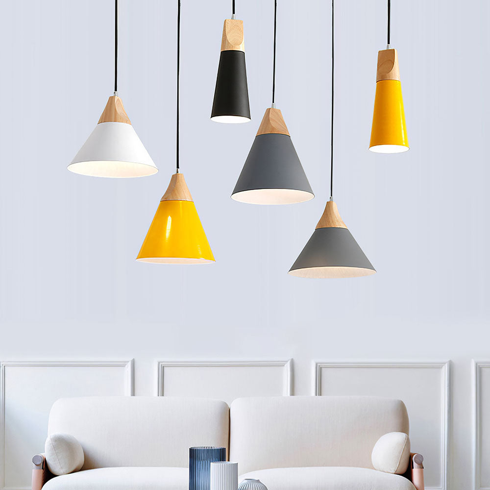 Hanglamp Hout Aluminium E27 Kleurrijk Eetkamer Woonkamer Keuken Designlamp Modern