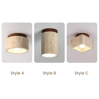 Cilestic Plafondlamp Travertin Hout E27/E26 Beige Hal Slaapkamer Woonkamer Scandinavisch Modern Design Natuurlijke Plafondverlichting