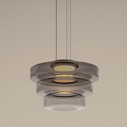 Hanglamp Glas LED Amber Groen Grijs Meerdere Lagen Woonkamer Eetkamer Keuken Moderne Plafondlamp Bauhaus Sfeer