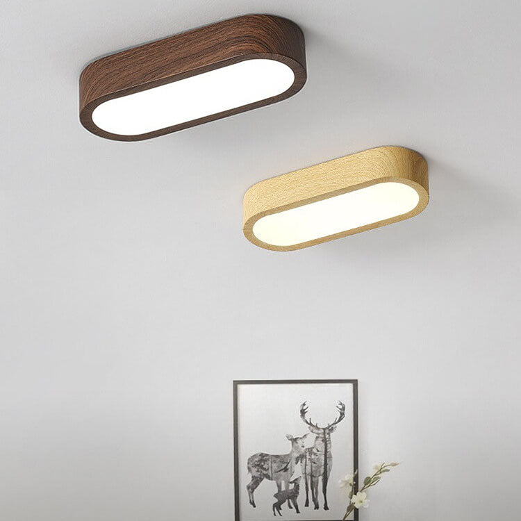 Plafondlamp Hout met Ingebouwde LED 8W – Moderne Flush Mount Verlichting in Natuurlijke Houtnerf Finish