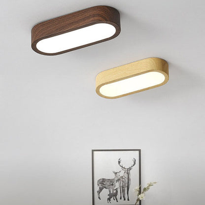 Plafondlamp Hout met Ingebouwde LED 8W – Moderne Flush Mount Verlichting in Natuurlijke Houtnerf Finish