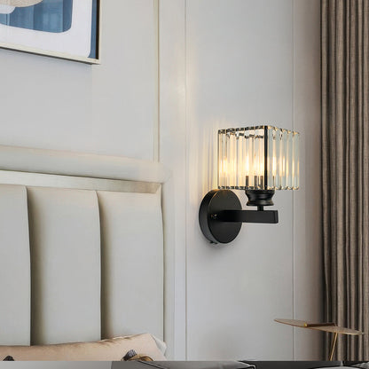 Wandlamp Glas Metaal Zwart 24cm Wandverlichting Woonkamer Slaapkamer Moderne Wandlamp Transparante Kap Accentverlichting