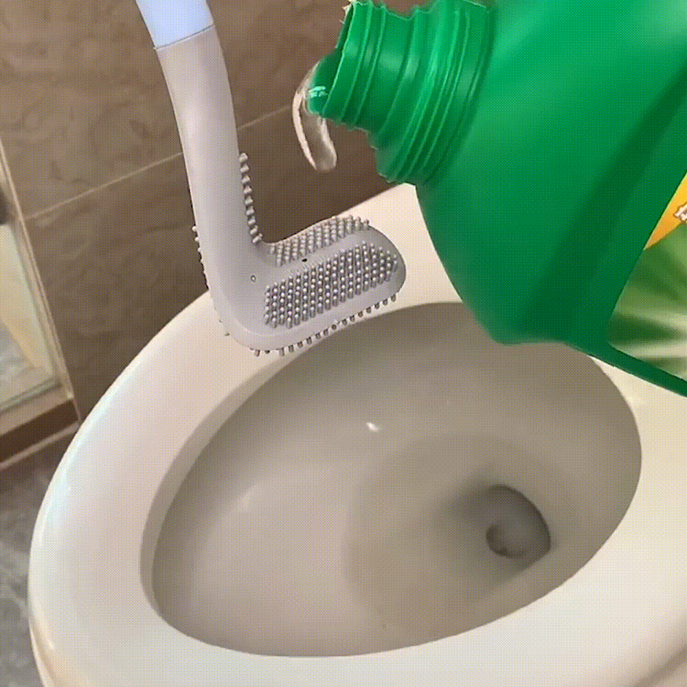Wandmontage Toiletborstel met Lange Steel en Driehoekige Borstelkop voor Grondig Reinigen van Elke Hoek