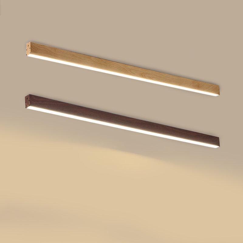 LED Plafondlamp Hout Langwerpig Aluminium Woonkamer Slaapkamer 60cm 100cm 120cm Ingebouwde LED Lijnlamp Houten Plafonnière Japandi
