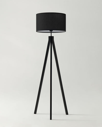 Vloerlamp Tripod Houten Driepoot 152cm Met Stoffen Kap LED