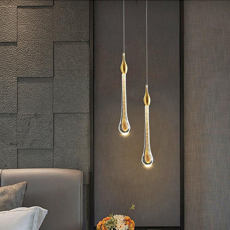 Glazen Hanglamp met Gouden Metalen Armatuur en Geïntegreerde LED-Verlichting – Scandinavisch Design voor Eetkamer, Woonkamer en Keuken
