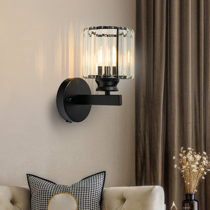 Wandlamp Glas Metaal Zwart 24cm Wandverlichting Woonkamer Slaapkamer Moderne Wandlamp Transparante Kap Accentverlichting