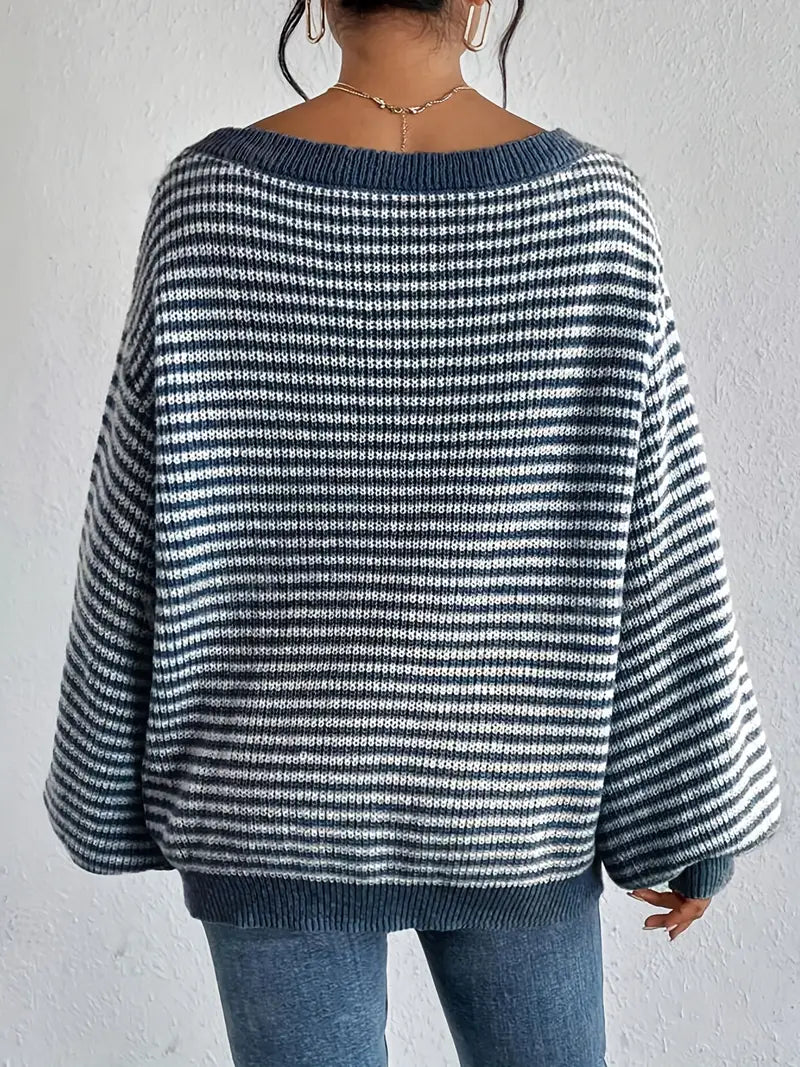 Vrouwelijke Gebreide Trui met Lage Schouders Casual Stijl