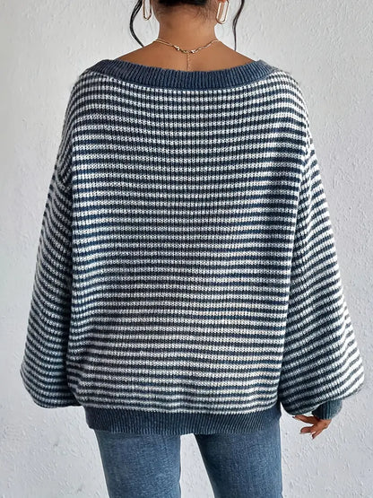 Vrouwelijke Gebreide Trui met Lage Schouders Casual Stijl