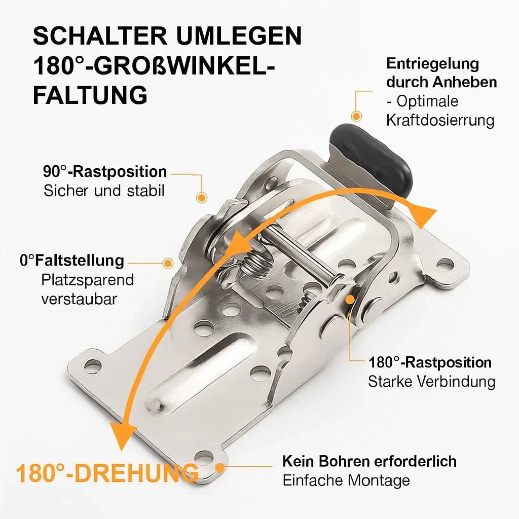Klapbeugel Staal 2mm 66x54x63mm 225kg Auto-Lock Klaptafel Werkbank Balkon Keuken Wandbeugel Opklapbaar Ruimtebesparend 2 Stuks