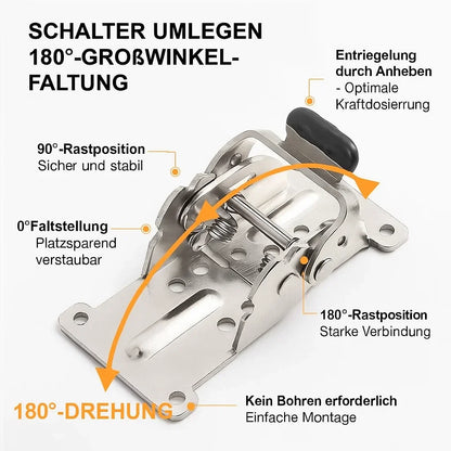 Klapbeugel Staal 2mm 66x54x63mm 225kg Auto-Lock Klaptafel Werkbank Balkon Keuken Wandbeugel Opklapbaar Ruimtebesparend 2 Stuks