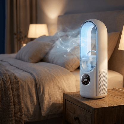 Torenventilator zonder Bladen Stil Ontwerp met Slaapstand voor Rustige Koeling Energie-efficiënt Compact Ideaal voor Slaapkamer Kantoor Woonkamer Nachtkastje Bureau