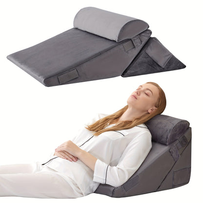Verstelbaar Wigkussen voor Bed – Premium Memory Foam Ondersteuning Rug Benen Knieën Herstel