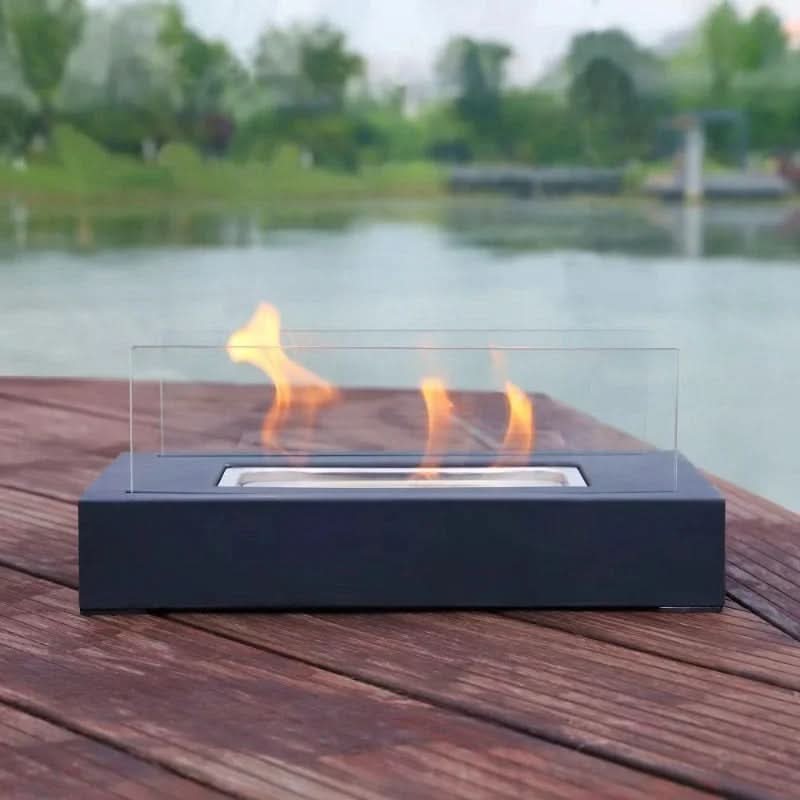 Bioethanol Tafelkachel Draagbaar Gehard Glas & Staal Design voor Binnen & Buiten Rookvrij Sfeerverlichting