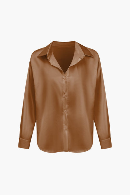 Vrouwelijke Blouse van Satijn Lang Mouw Elegant Model