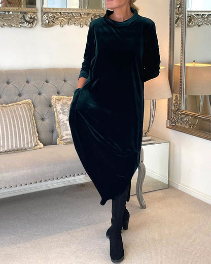 Damesjurk Lange Mouwen Velvet Comfortabel Herfstjurk - StudioMarella