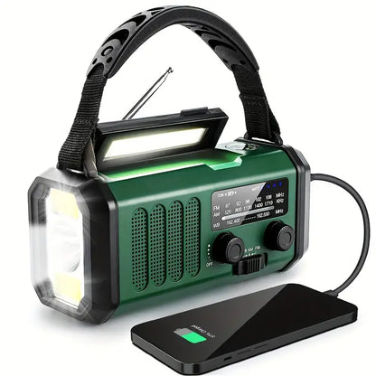 Multifunctionele Dynamo Noodradio 10000mAh Zonnepaneel Handslinger Weeralarm Zaklamp Powerbank Camping