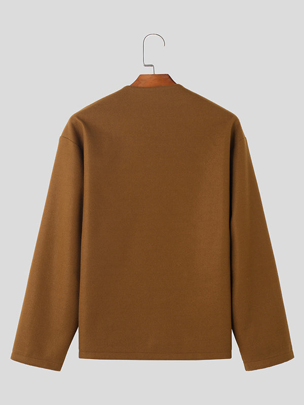 Tweed Jas Casual Met Knopen Voor Mannen