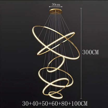 LED Kroonluchter Ringen Dimbaar RVS Goud Of Zwart 3 Tot 8 Elementen