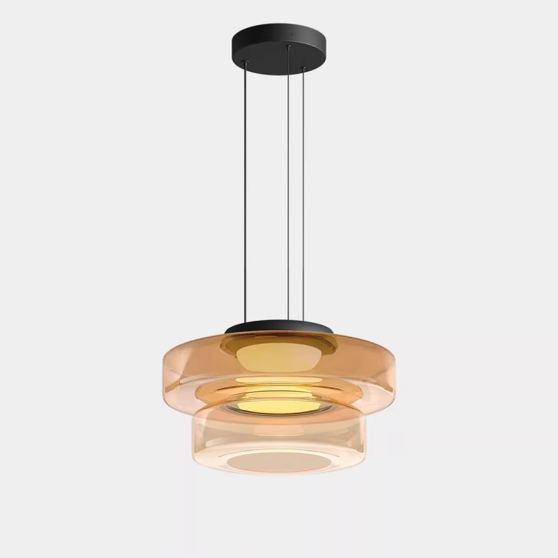 Zenor gelaagde hanglamp glas amber eetkamer woonkamer design verlichting modern gelaagd glaslamp
