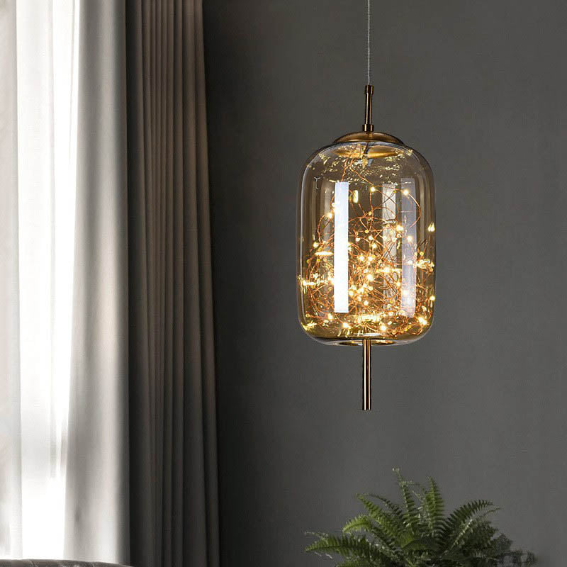 Glazen LED Hanglamp met Warm Scandinavisch Design – Amber of Grijs 24W