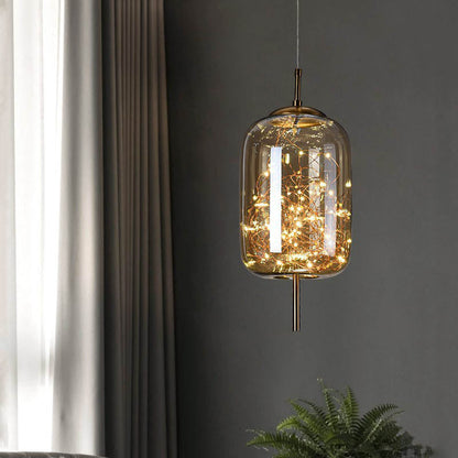 Glazen LED Hanglamp met Warm Scandinavisch Design – Amber of Grijs 24W