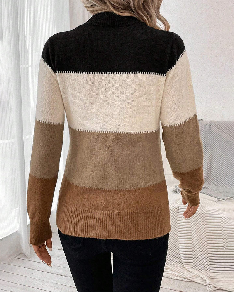 Dames Trui Colorblock Warm en Stijlvol
