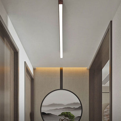 LED Plafondlamp Hout Langwerpig Aluminium Woonkamer Slaapkamer 60cm 100cm 120cm Ingebouwde LED Lijnlamp Houten Plafonnière Japandi