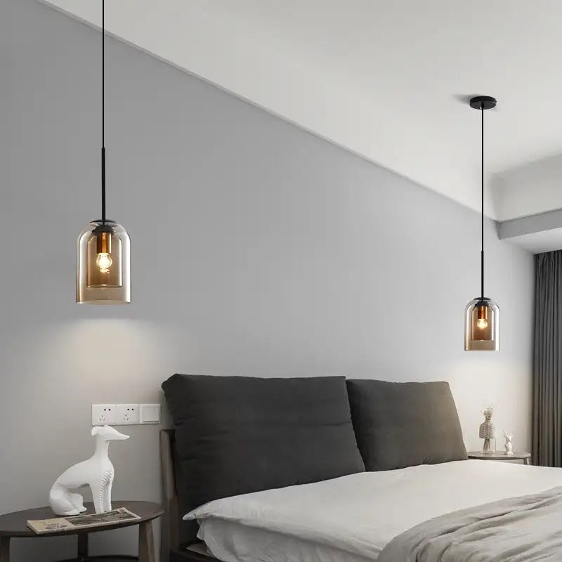 Dubbele Glazen Hanglamp Transparant Glas Nordic Design Scandinavisch Keukeneiland Eetkamer Woonkamer Modern Verlichtingsarmatuur Plafondverlichting E26/E27 Verstelbare Kabels Elegante Verlichting