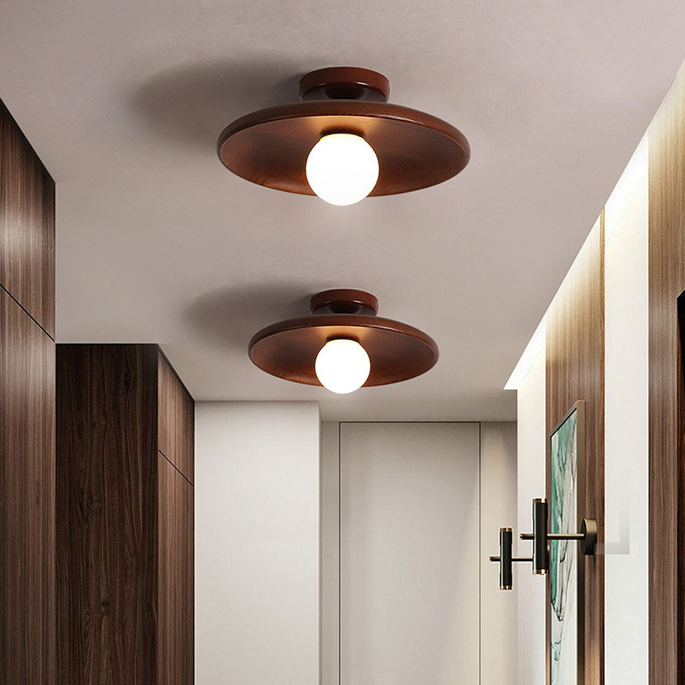 LED Plafondlamp Hout 15cm G4 Warm Licht Woonkamer Slaapkamer Gang Houten Plafondlamp Compact Rond Design