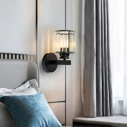 Wandlamp Glas Metaal Zwart 24cm Wandverlichting Woonkamer Slaapkamer Moderne Wandlamp Transparante Kap Accentverlichting