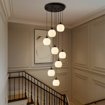 Gades Villa Trappenkroonluchter LED Glas Zwart Trap Hal Hanglamp Moderne Luxe Verlichting Hoog Plafond Entree