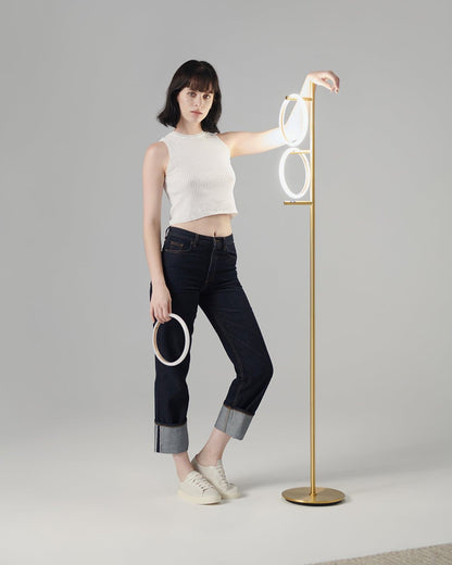 Vloerlamp Ring LED Dimbaar Goud Metaal 3 Lichtkringen Modern